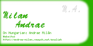 milan andrae business card